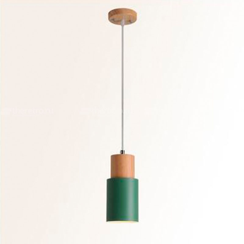 Деревянный подвесной светильник в скандинавском стиле PIPE WOOD SHORT фото 5