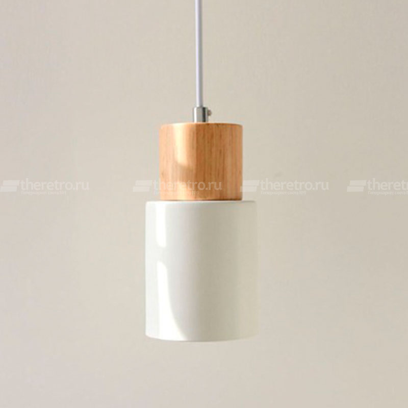 Деревянный подвесной светильник в скандинавском стиле PIPE WOOD SHORT фото 3