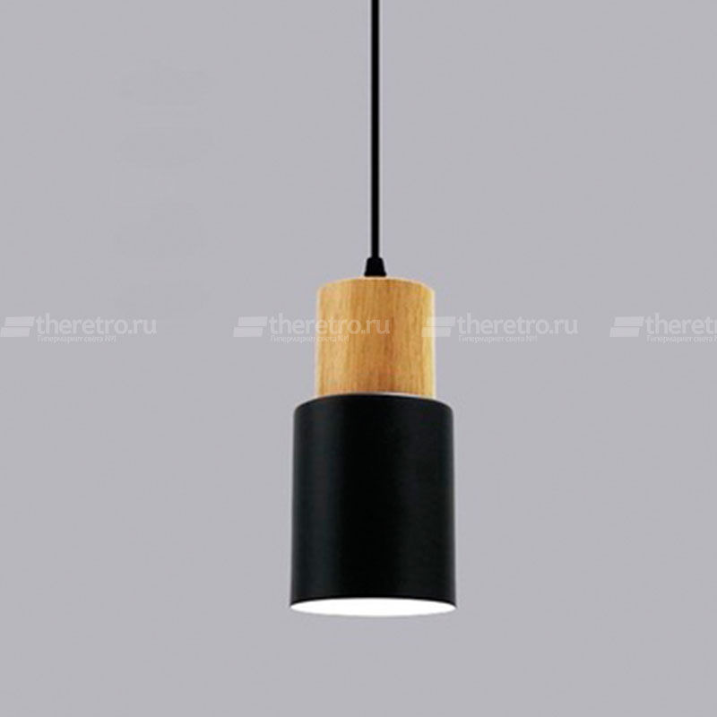 Деревянный подвесной светильник в скандинавском стиле PIPE WOOD SHORT фото 2
