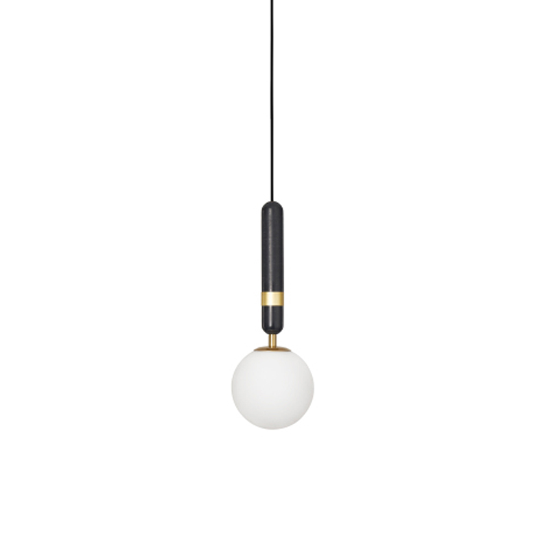Подвесной светильник со стеклянным шарообразным плафоном и декором в виде цилиндра из мрамора NOEL фото #num#