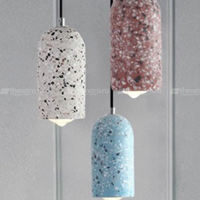 Серия подвесных светильников с цилиндрическими плафонами из цветного мрамора терраццо RUNEL  фото 1
