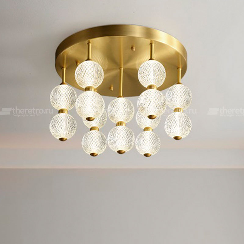 Серия потолочных светодиодных люстр с шарообразными рельефными плафонами на вертикальных стойках CARA  фото 1