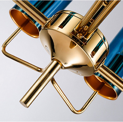 Люстра Brass & Blue Glass Tube designed by Hans-Agne Jakobsson in 1970 фото 16