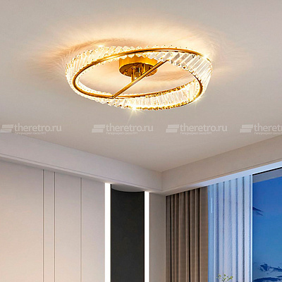 Потолочная светодиодная люстра с прямоугольными хрустальными рассеивателями на кольцевом корпусе BERTOLDA фото 8