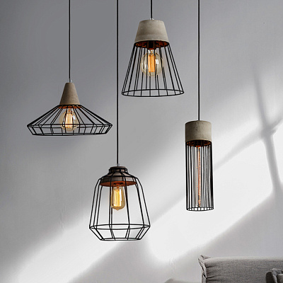 Подвесной светильник Cement Droplight Pendant Light СерыйB  фото 1