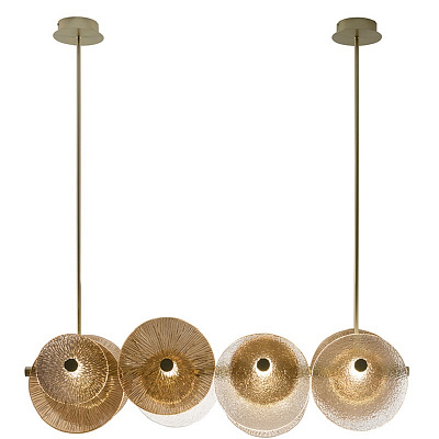 Люстра Ceiling Lamp in Champagne Finish Brass Decorative Glass фото 3