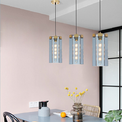 Люстра Gray Glass Pendant Lamp 3 плафона  фото 8