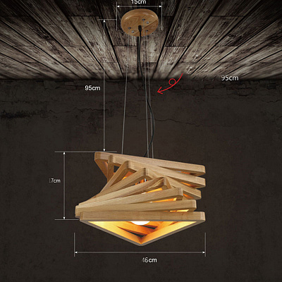 Loft Wooden Lines Chandelier фото 7