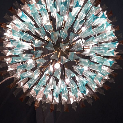 1960s Vintage Murano Glass Chandelier turquoise glass фото 4