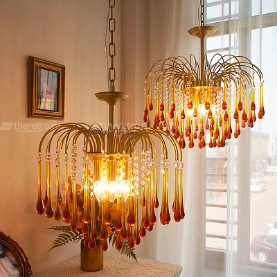 Подвесной светильник Amber Drops Chandelier 30 см  фото 8