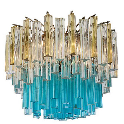 1960s Vintage Murano Glass Chandelier turquoise glass  фото 1