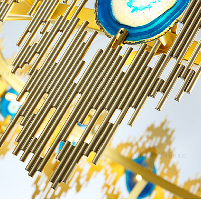 Люстра с натуральным камнем Calypso Chandelier 10 плафонов Золотой фото 8
